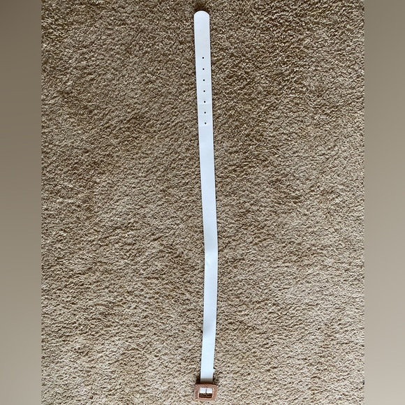 WHITE LEATHER WIDE WOVEN WICKER SQUARE BUCKLE BELT - Picture 12 of 15